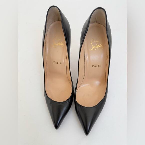 Christian Louboutin Black leather Pigalle 100mm pointed toe pumps EU 39.5 - Picture 3 of 10